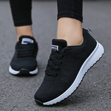 Women's Knitted Mesh Lace-Up Athletic Sneakers
