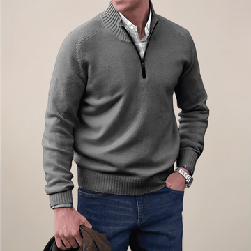Men’s Half-Zipped Knit Sweater – Smart Casual Layer