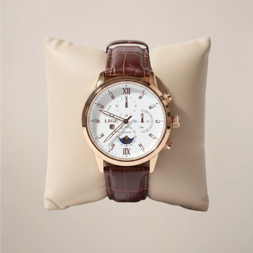 Men’s Classic Dress Watch – 43mm Dial with Glow-in-the-Dark Detail