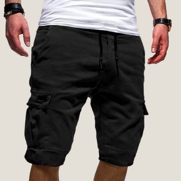 Men's Cargo Shorts - Twin Flap Pockets - Drawstring Waistband