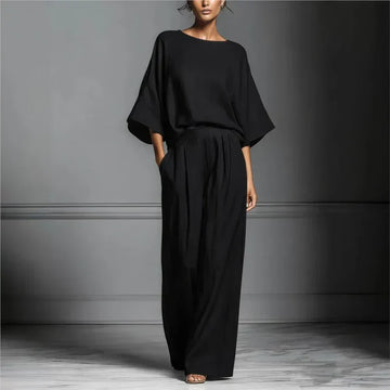 Women's Two-Piece Set Boat Neck Wide Leg