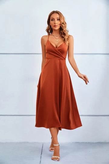 Women's Rust Midi Dress Bodycon