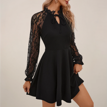 Formal Elegant Mini Dress with Lace Sleeves