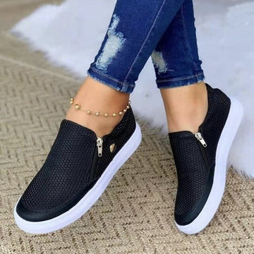 Women's Mesh Side Zip Platform Slip-On Sneakers