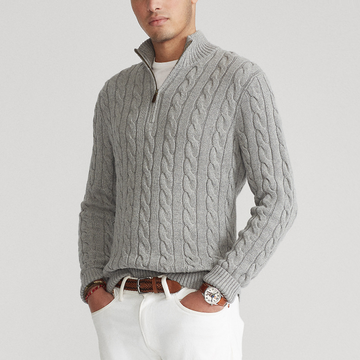 Men’s Half Zip Cable Knit Sweater – Classic Winter Layer