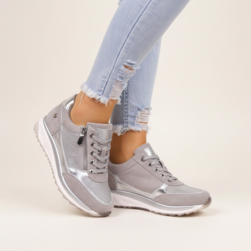 Women's Orthopedic Side Zip Lace-Up Platform Sneakers - Low Top