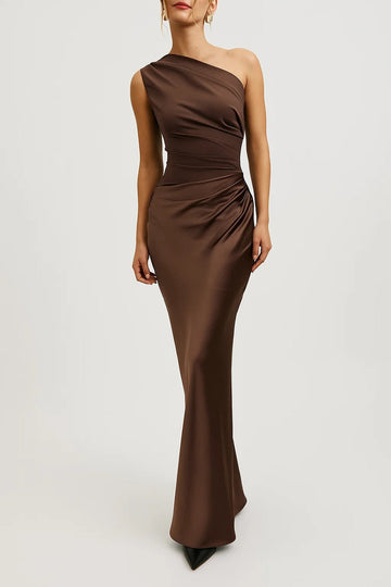 Women’s One-Shoulder Maxi Dress – Sculpted Evening Silhouette with Modern Draped Design