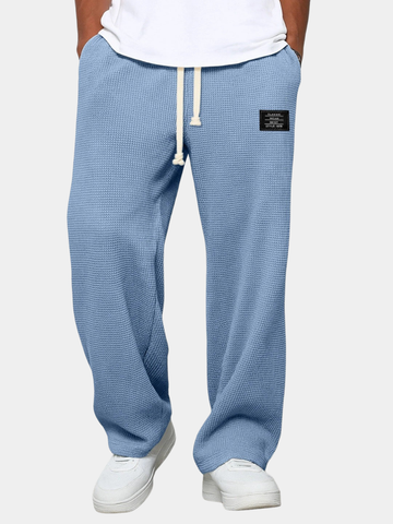 Men's Wide-Leg Waffle-Knit Track Trousers with Drawstring Waist