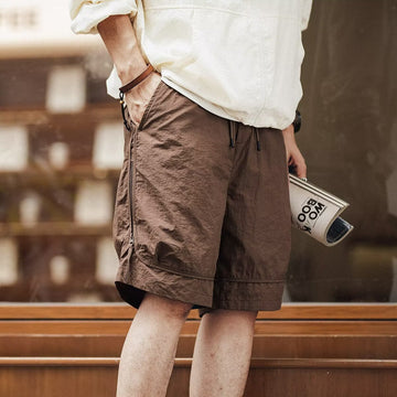 Men's Relaxed Cargo Shorts - Drawstring Waist - Knee Length
