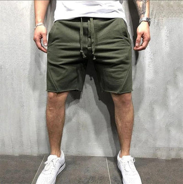 Men's Shorts - Elasticated Drawstring Waist - Raw-Cut Hem