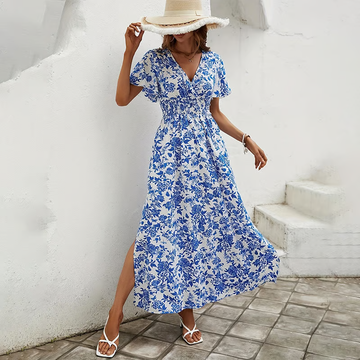 Women's Floral Maxi Dress V-Neck