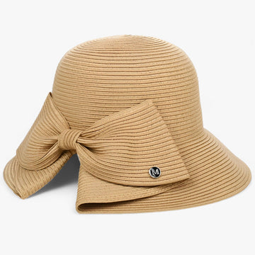 Women's Straw Sun Hat Asymmetrical Bow
