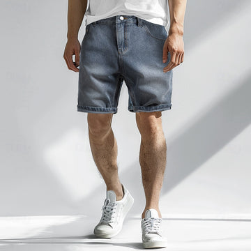 Men's Jean Shorts - Textured Denim - Zip Fly - Rolled Cuff Hem