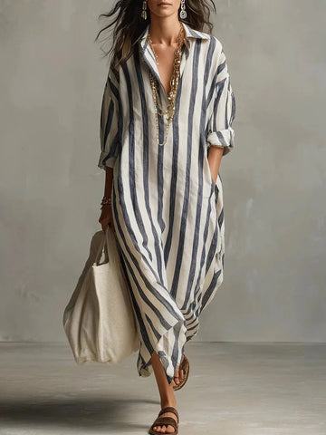 Women's Striped Oversized Maxi Dress